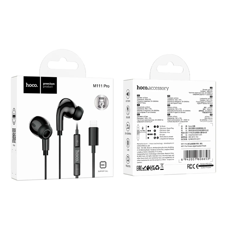 Audífonos In Ear Hoco M111 Pro Para Lightning Negro – imagen 3