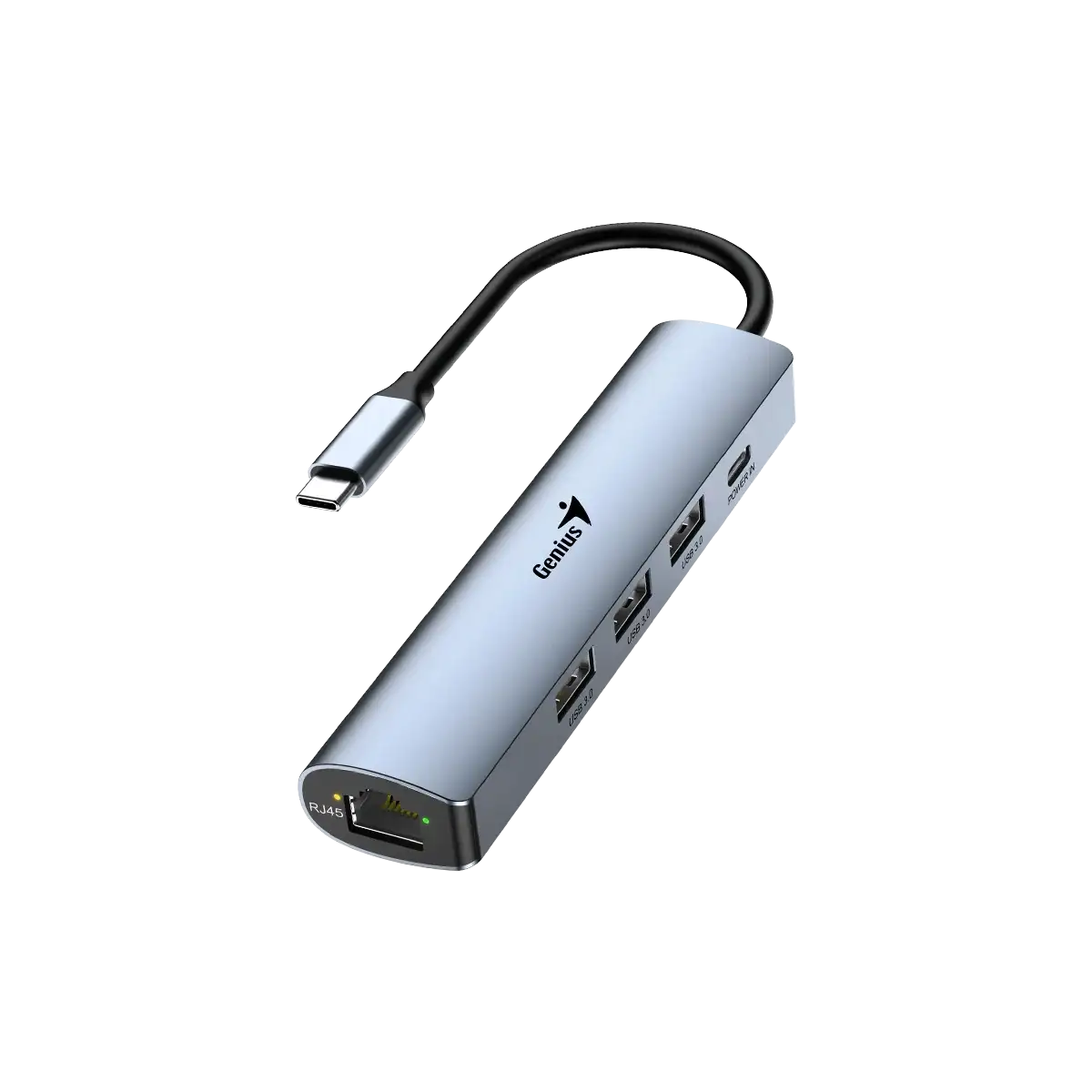 Adaptador Hub Genius 5 en 1 Uh-545 Tipo C Usb 3.0 Rj45 Gris – imagen 3