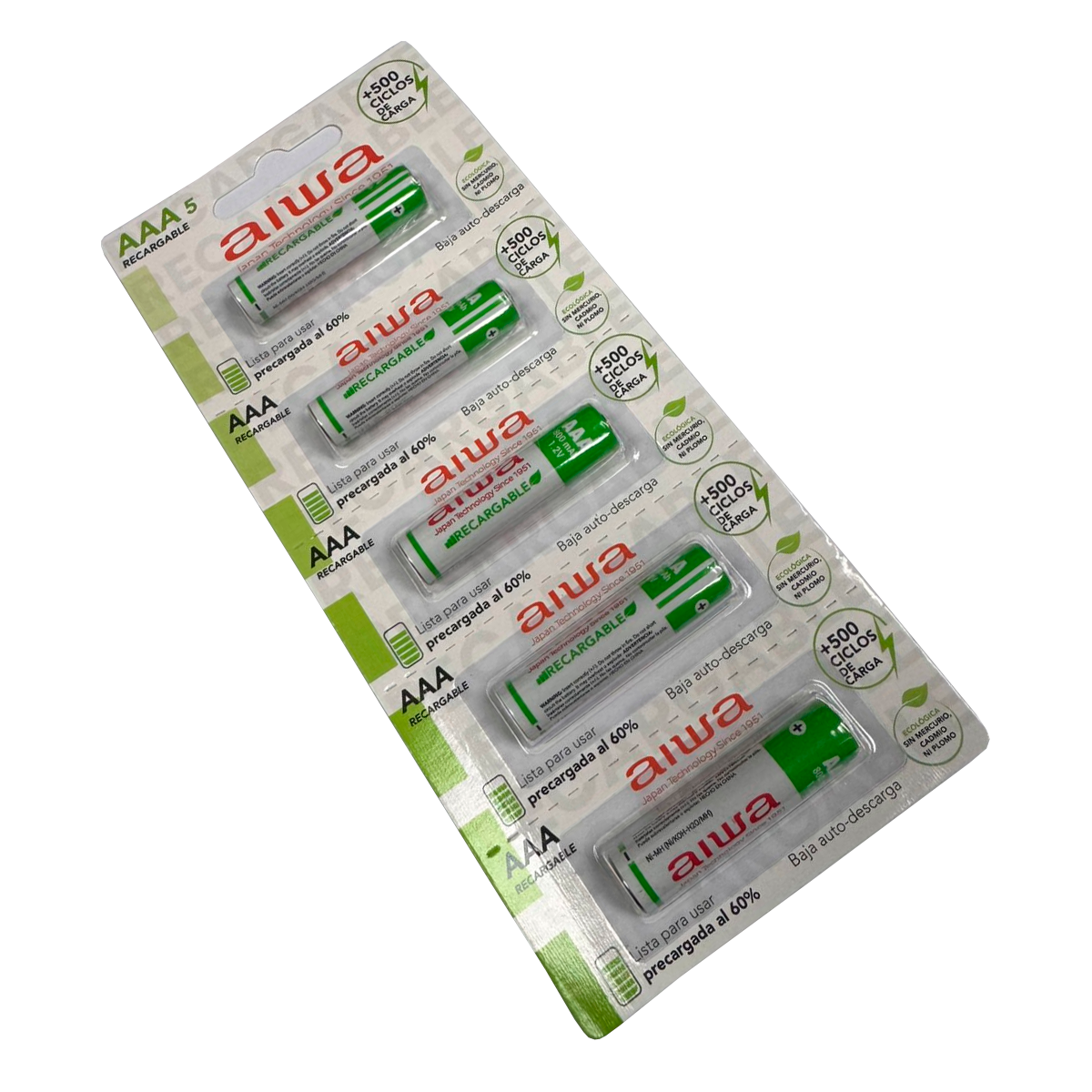 Pilas Recargables Aiwa AAA 800 Mah 5 Unidades – imagen 3