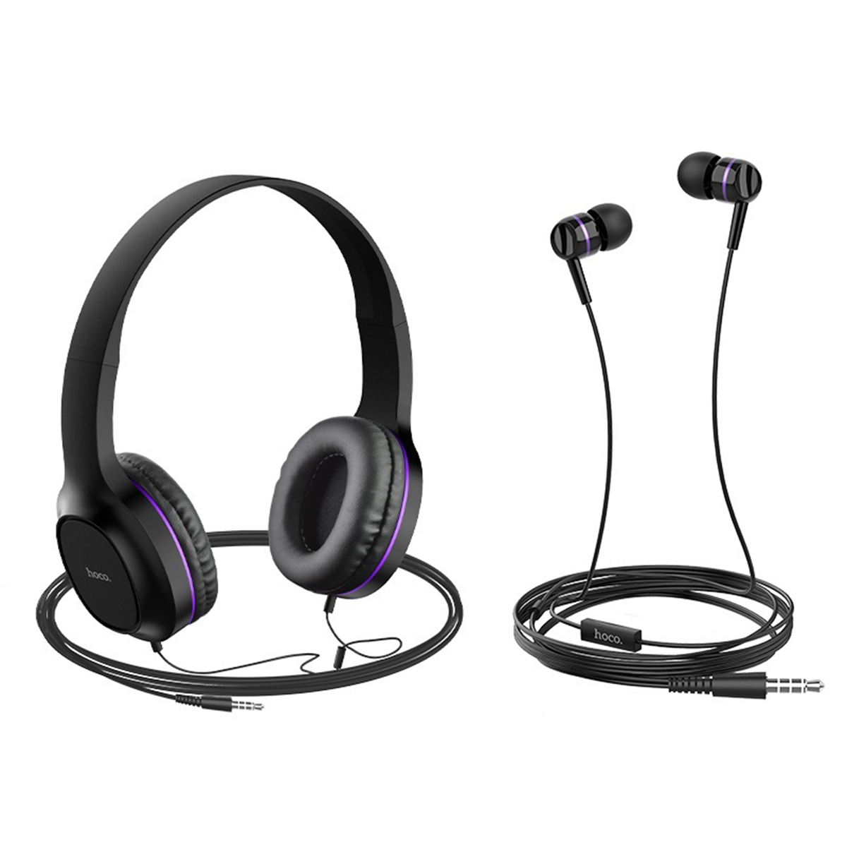 Audifonos Kit 2 en 1 Con Microfono W24 Negro Purpura