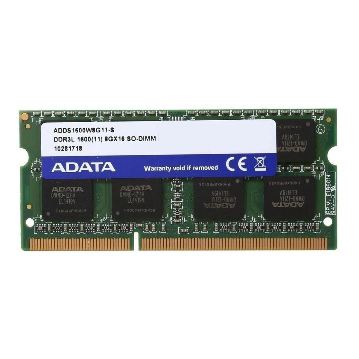 Memoria Ram Adata DDR3L 8gb ADDS1600W8G11-S Negro