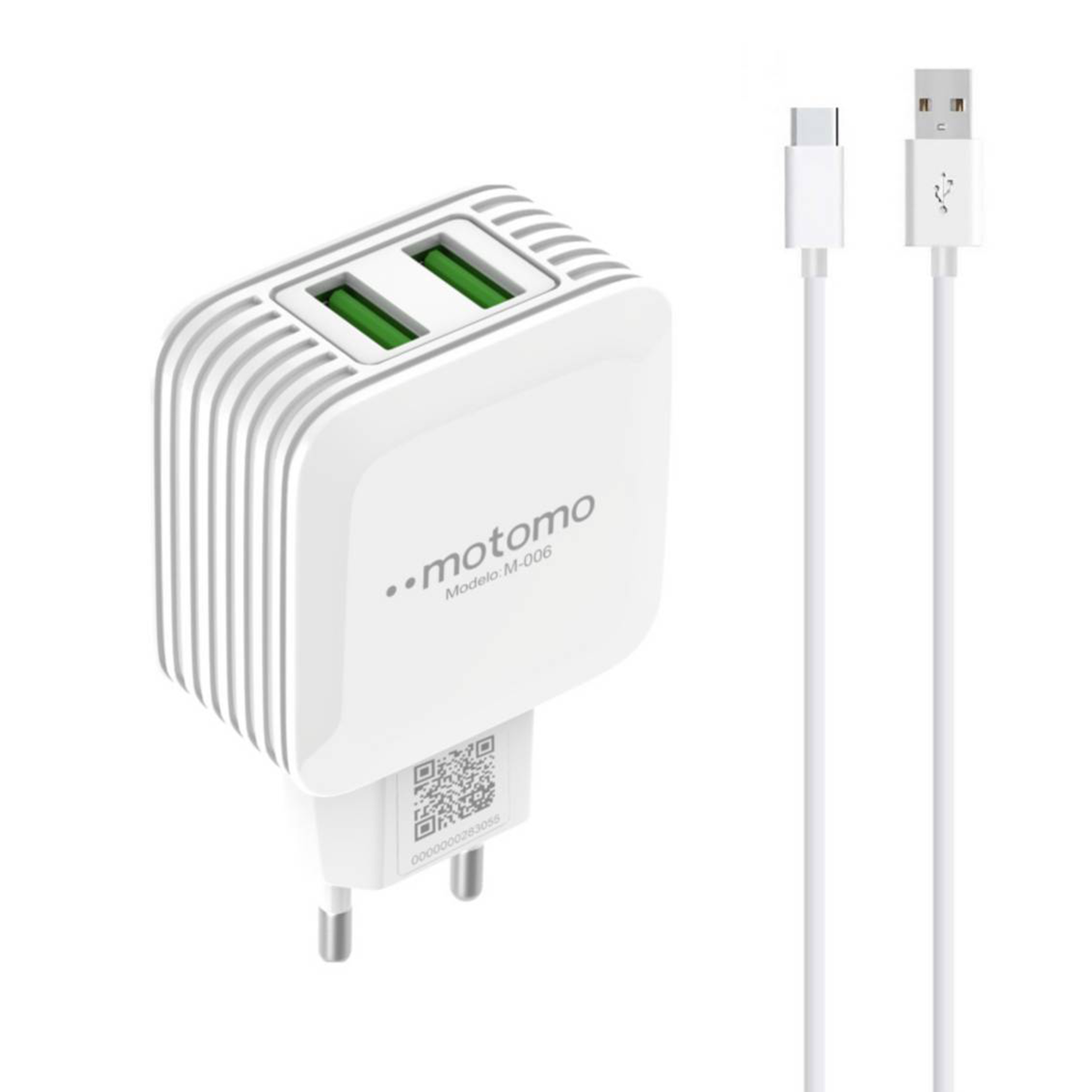 Cargador Rápido Motomo Mod MO-006 Con Cable Tipo C Blanco