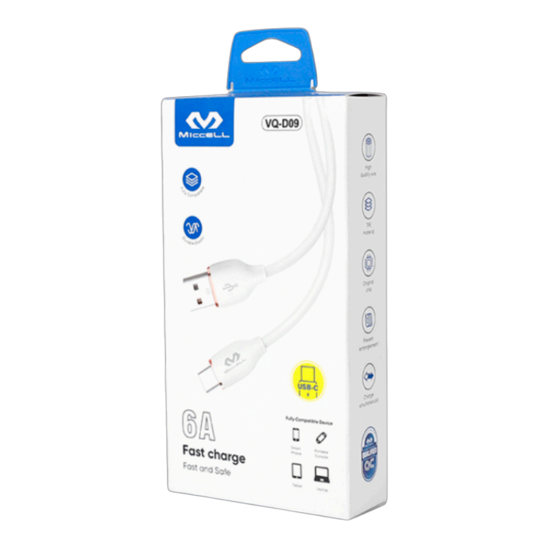 Cable Usb a Tipo C 1.5m 3a Miccell Vq-d09 Blanco – imagen 2