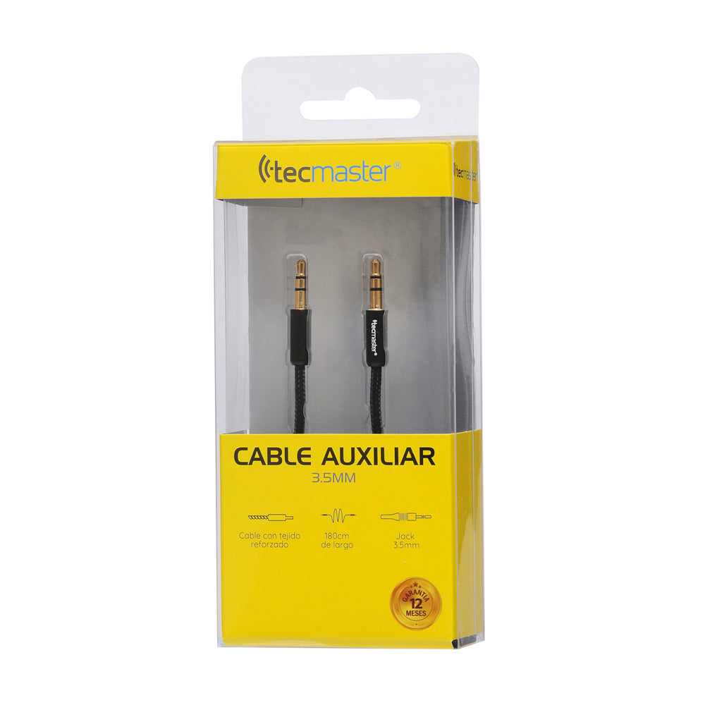 Cable Auxiliar Tecmaster 1.8 Metros Negro – imagen 2