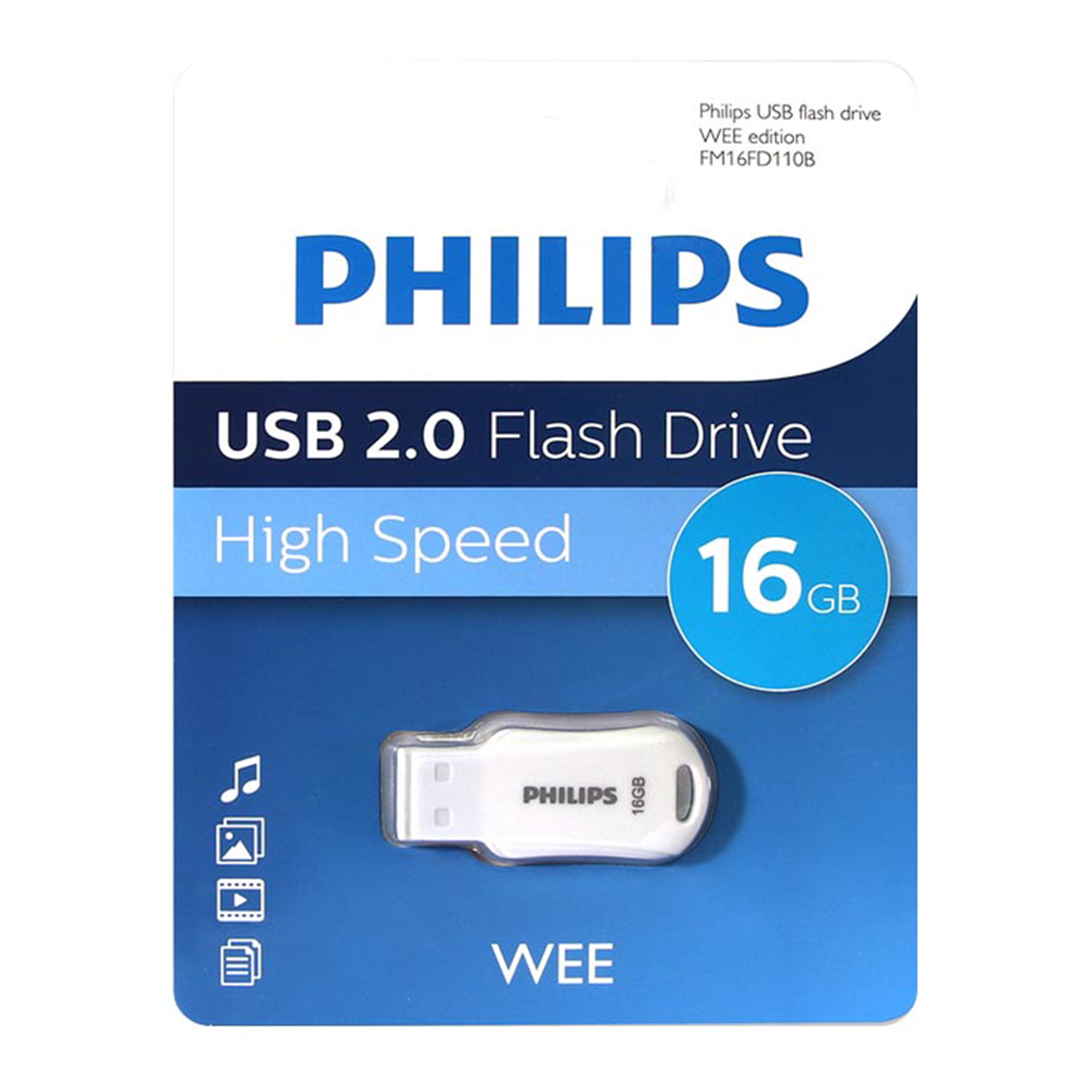 Pendrive Philips 16 GB Usb 2.0 Wee Blanco