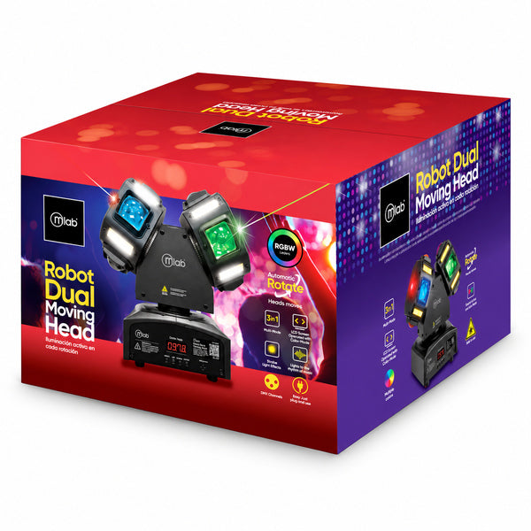 Luz Fiesta Robot Dual Moving Head 3 en 1 Láser + Strobe + 16 LED RGBW