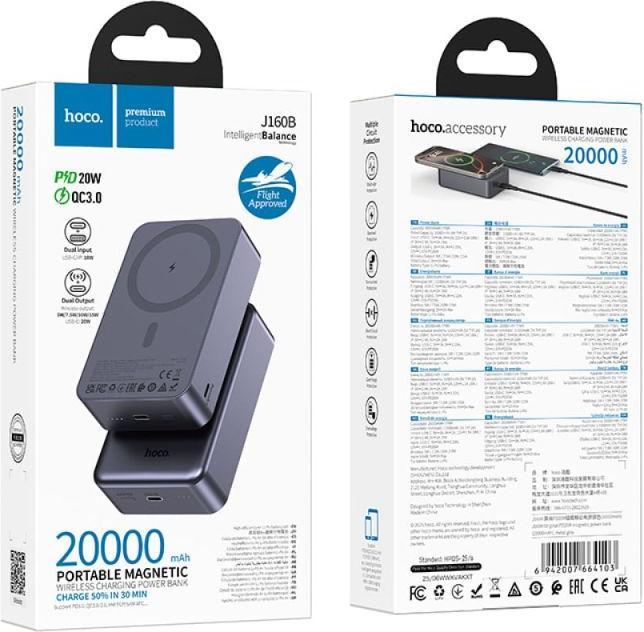 Powerbank Carga Rapida Hoco J160b Magsafe 20000 Mah Negro – imagen 3