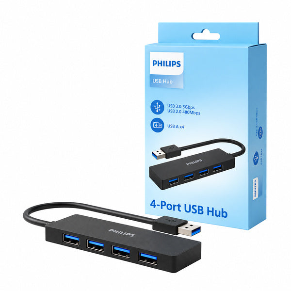 Hub Usb Philips SWR1704/70 4 Puertos 3.0 y 3 USB 2.0 Negro