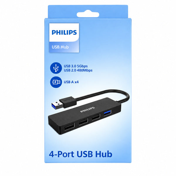 Hub Usb Philips SWR1704/70 4 Puertos 3.0 y 3 USB 2.0 Negro