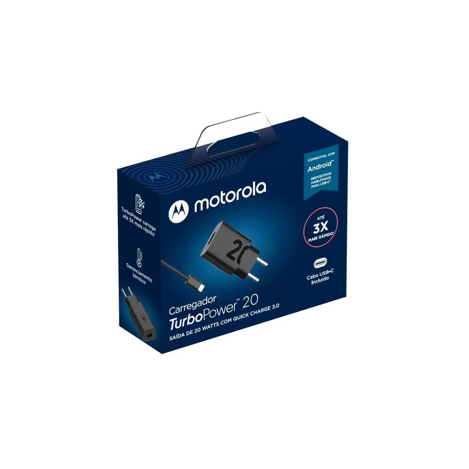 Cargador Motorola Turbo Power + Cable Tipo C 20W Negro – imagen 3