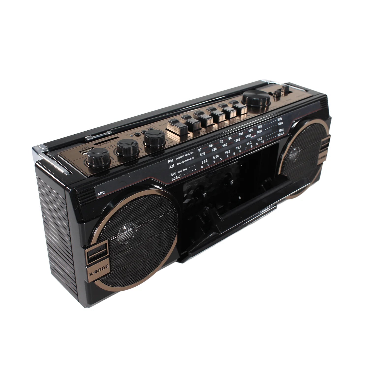 Radio Portatil Bluetooth Retro Con Cassette Usb Sd X-bass Audiopro Negro – imagen 2