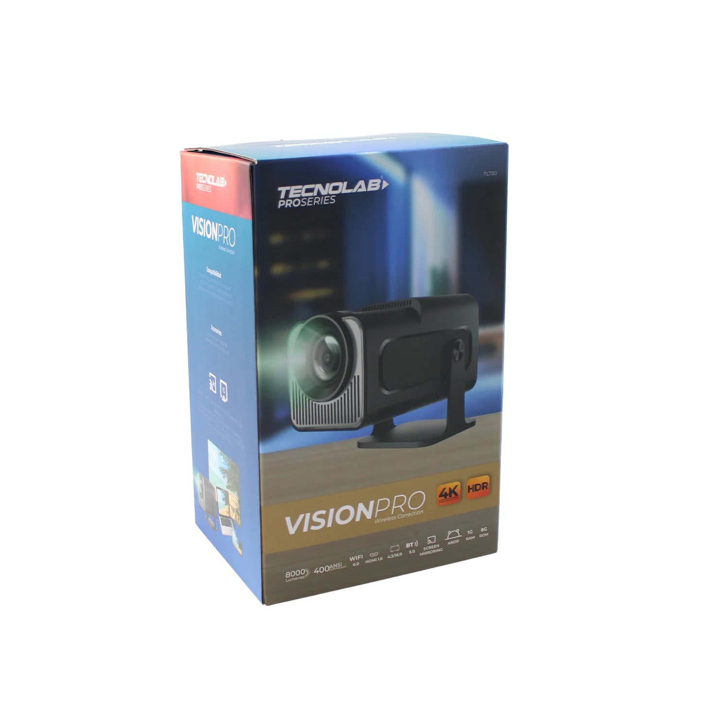 Proyector Tecnolab Smart Android 11 Wifi Bt 5.0 8000L 1080 4k Tl731 Negro – imagen 5