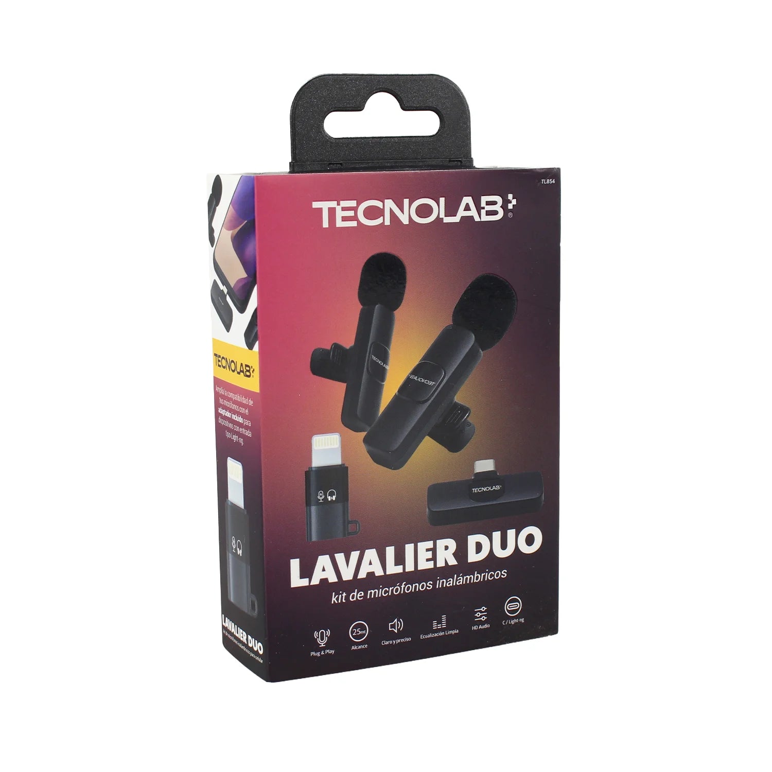 Kit 2 Microfono Lavalier Externo Tecnolab Dual Conexión Tl854 Negro – imagen 2