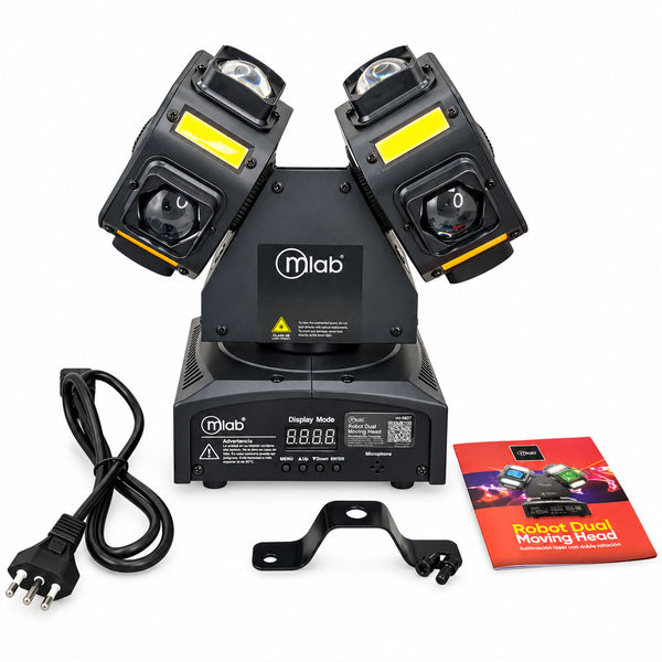Luz Fiesta Robot Dual Moving Head 3 en 1 Láser + Strobe + 16 LED RGBW