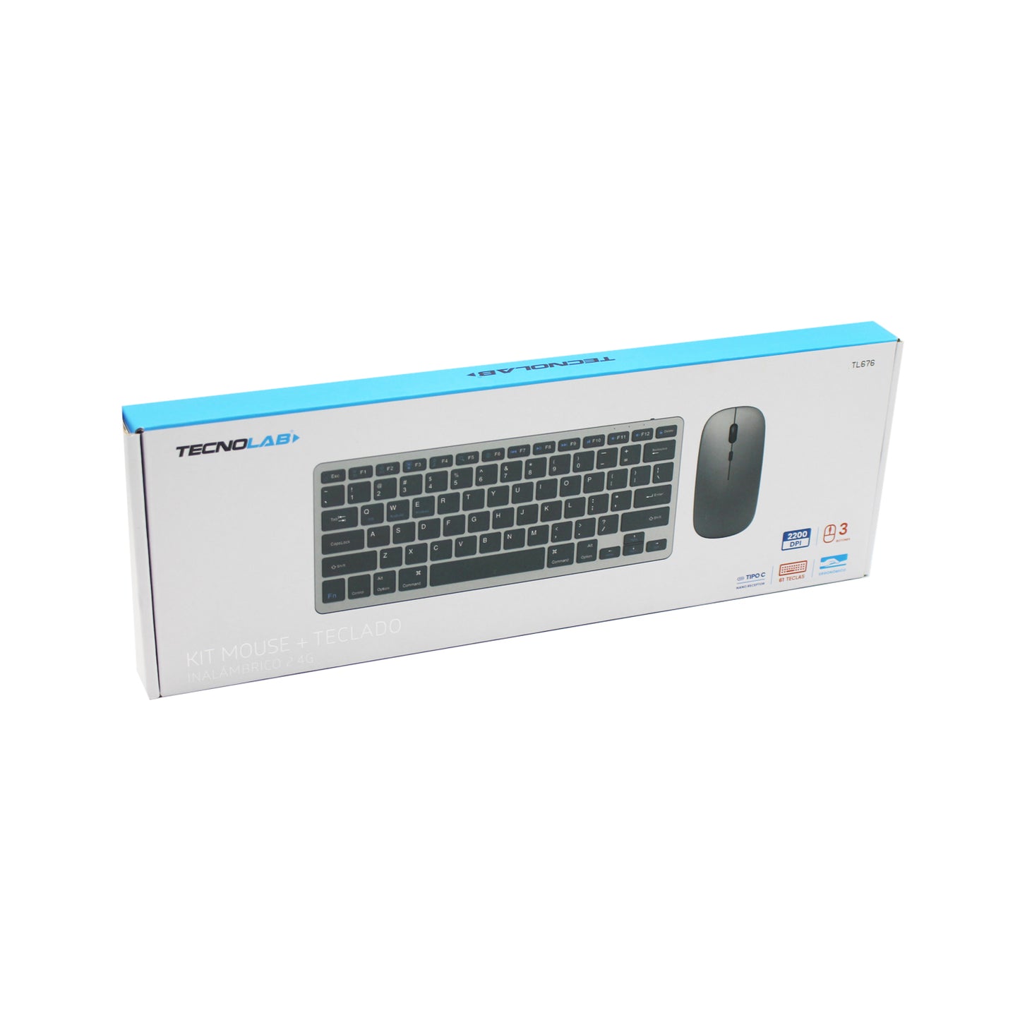 Kit Teclado + Mouse Inalámbrico Tecnolab Tl676 Dual Color Gris – imagen 2