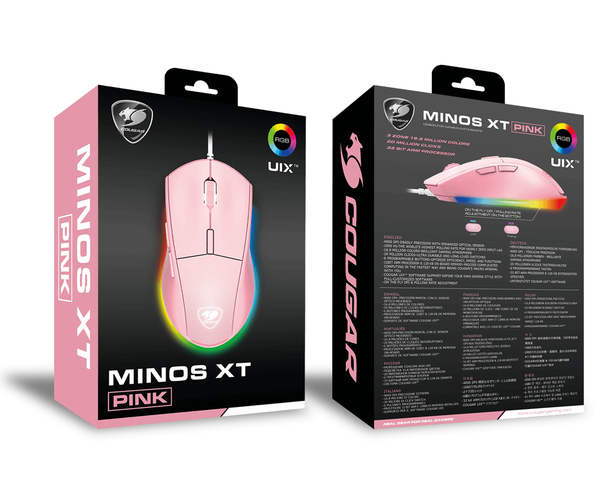 Mouse Gamer Cougar Minos Xt Rgb 4000dpi Rosado – imagen 3