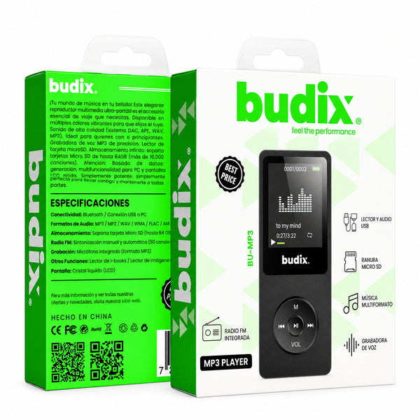 Reproductor Multimedia Portatil Budix Mp3 Negro
