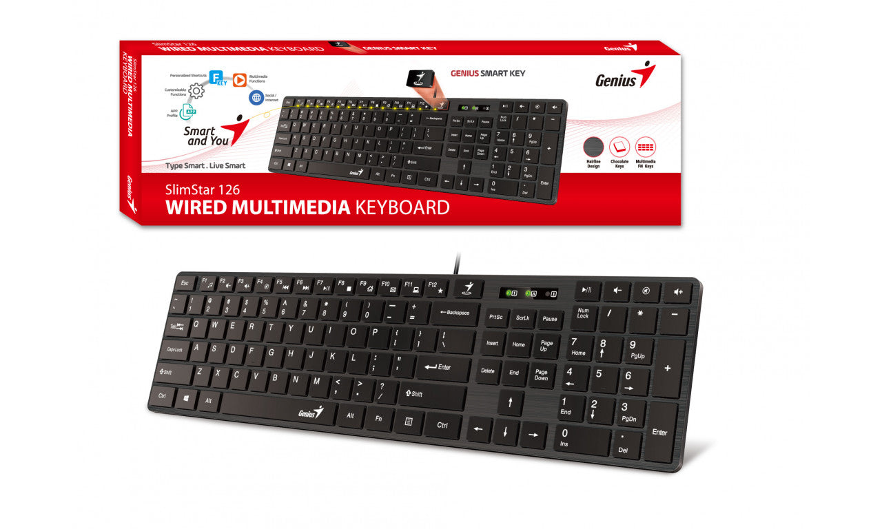 Teclado Genius Slimstar 126 Multimedia Usb Ultra Negro – imagen 3