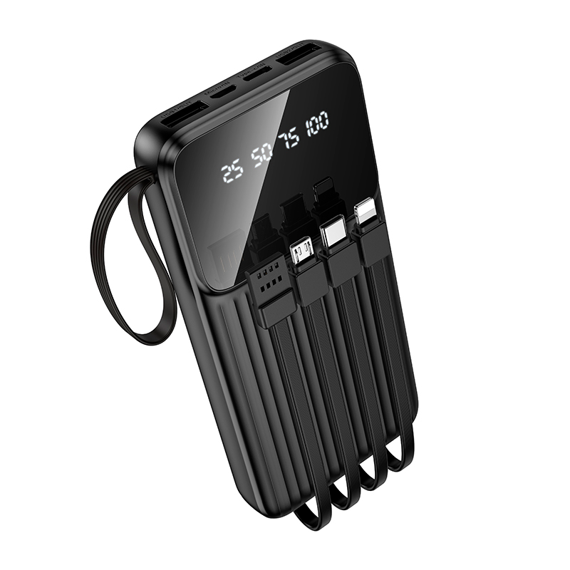 Powerbank Carga Rapida Hoco Bj76 10000 Mah 4 Cables Negro