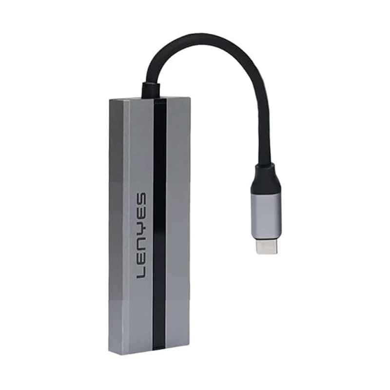 Adaptador Hub Lenyes 5 en 1 Ax129 Tipo C Usb 3.0 Hdmi Gris
