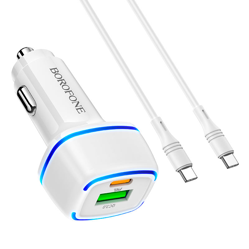 Cargador de Auto Borofone Bz14a Usb Q3.0 20w + Cable Tipo C