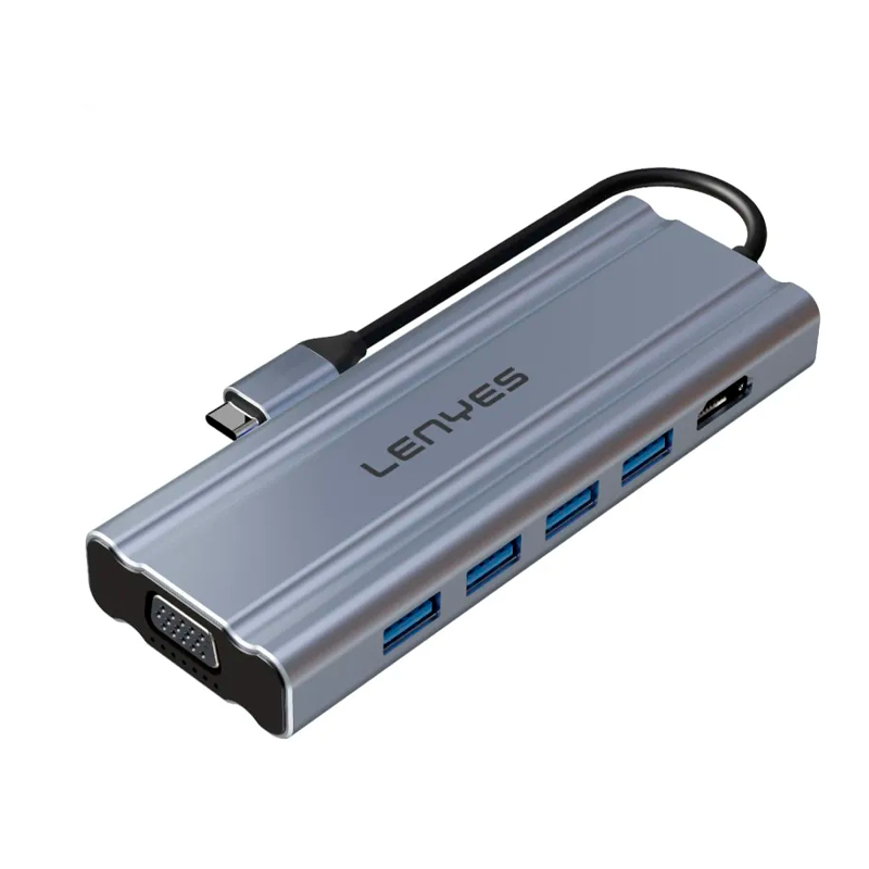 Adaptador Hub Lenyes 11 en 1 Ax127 Tipo C Usb Hdmi Micro Sd Vga