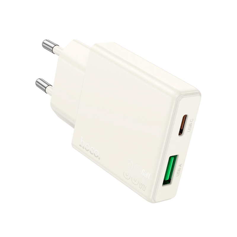 Cargador Carga Rapida Hoco N45 30w Qc 3.0 Tipo C Biscuit Blanco
