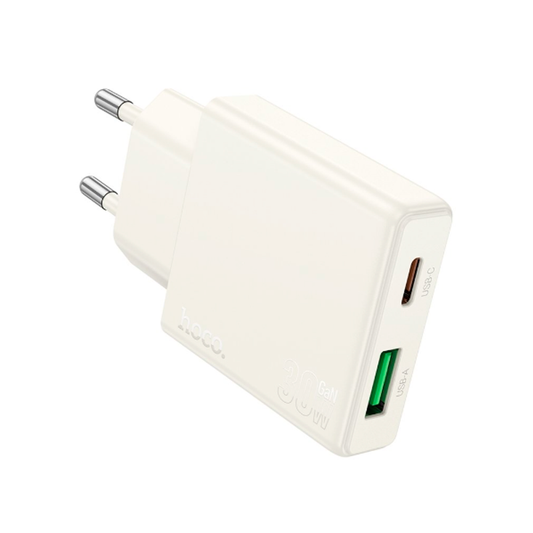Cargador Carga Rapida Hoco N45 30w Qc 3.0 Tipo C Biscuit Blanco