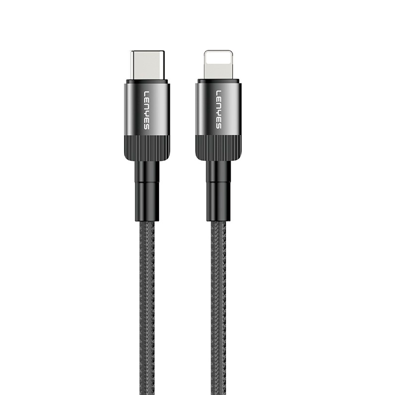 Cable Trenzado Tipo C Para Lightning Lenyes Lc546 1 Metro 27w Negro