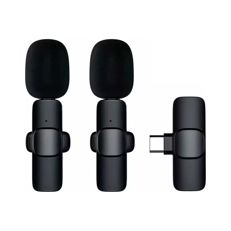 Kit Microfono Externo Dual Tipo C K11 Dual Negro
