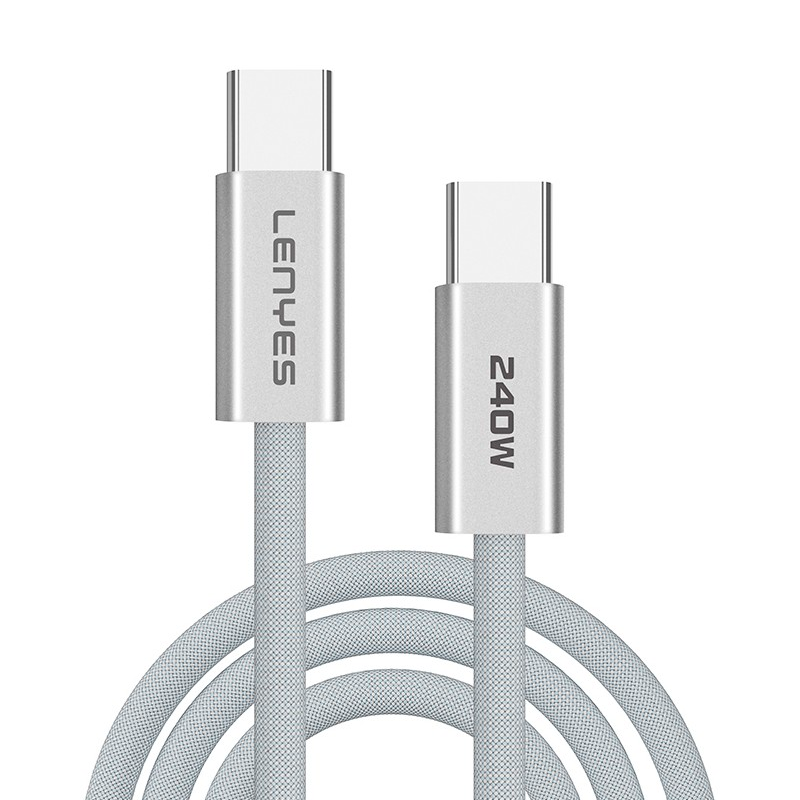 Cable Trenzado Tipo C a Tipo C Lenyes Lc550 1 Metro 240w Gris