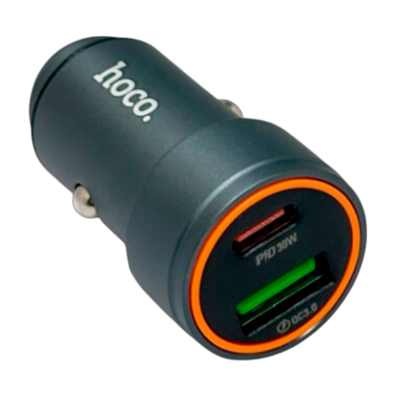 Cargador De Auto Dual Usb Tipo C Hoco Z57a Negro