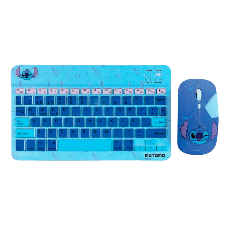 Kit Teclado y Mouse Stitch Recargable Dual Bluetooth + Receptor Azul
