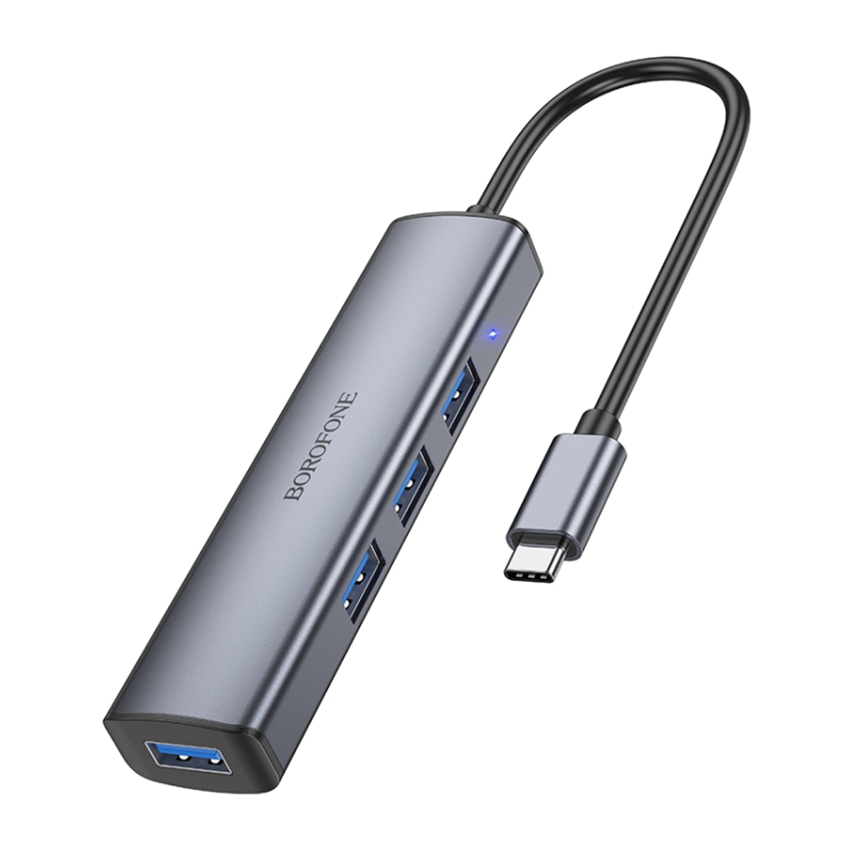 Adaptador Hub Tipo C 4 en 1 Borofone Dh12 Gris