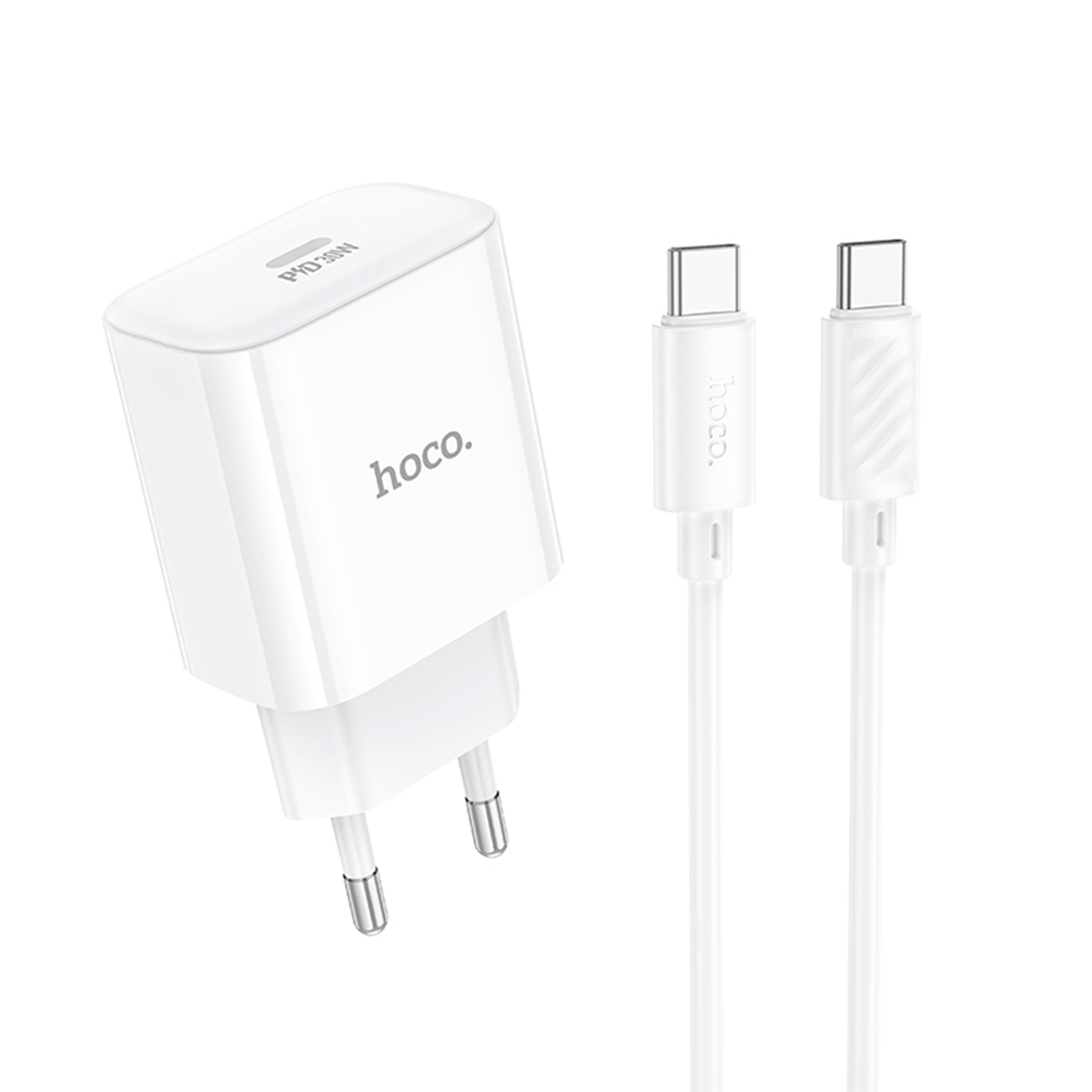 Cargador Hoco C76a Pro 30w Carga Rapida + Cable Tipo C Blanco