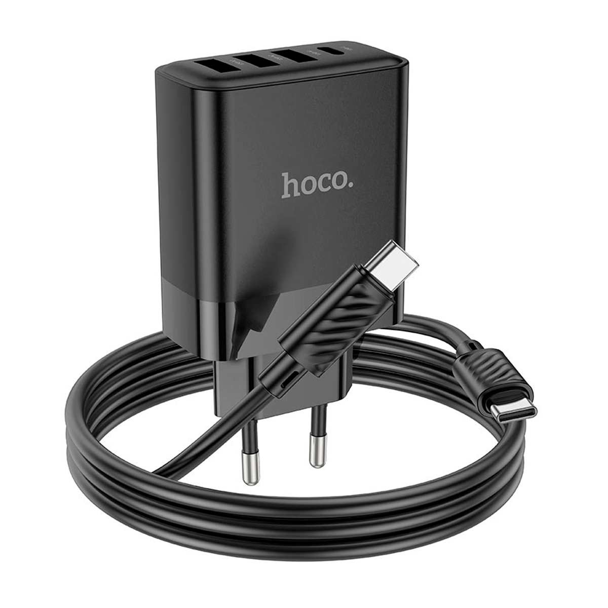 Cargador Hoco C127a 45w Carga Rapida + Cable Tipo C Negro