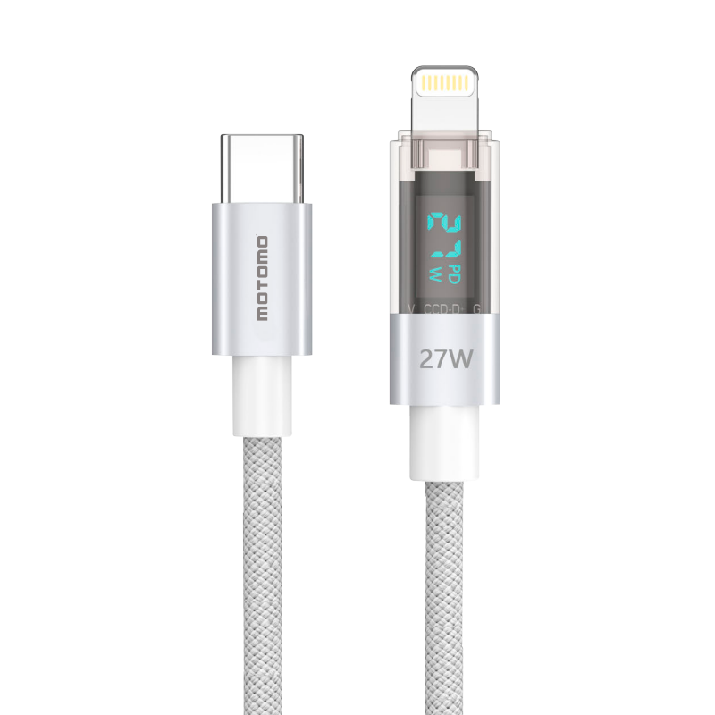 Cable Tipo C a Lightning 27w Pantalla Digital Motomo Gris