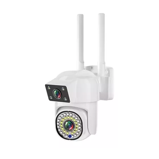 Cámara Seguridad Wifi Video Exterior Doble Q16 Full Hd Blanco