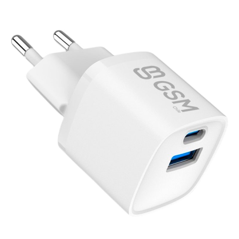 Cargador Carga Rapida Gsm Dual Tipo C Usb 20w Blanco