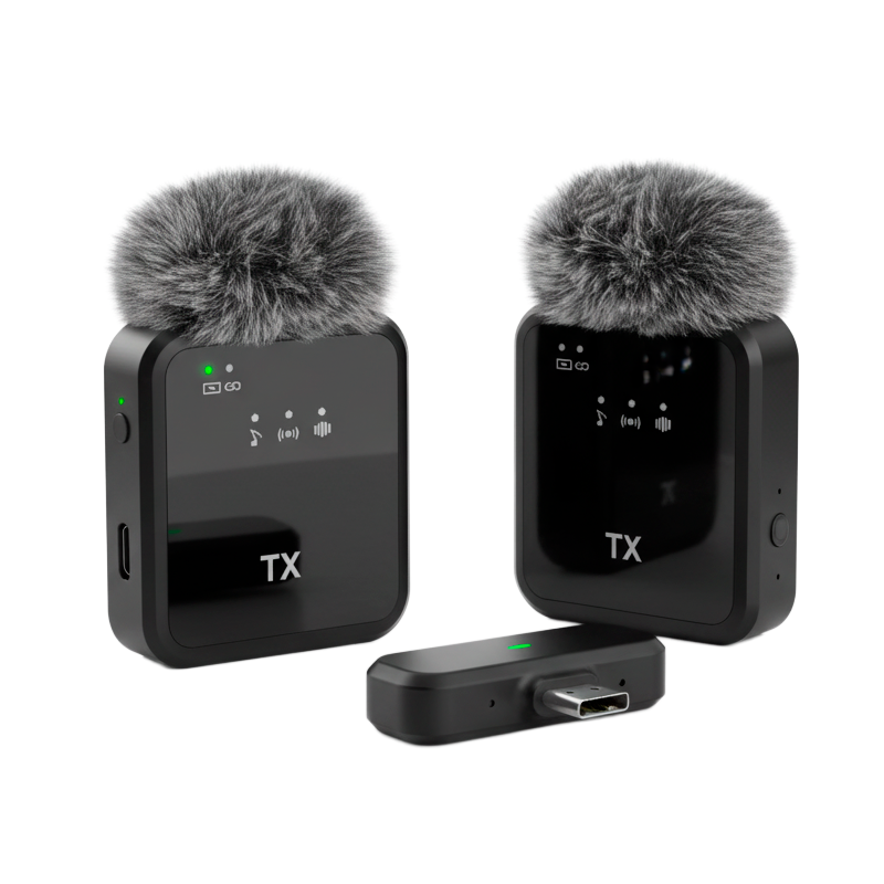 Kit Microfono Externo Motomo F15-2 Dual Tipo C y Lightning Negro