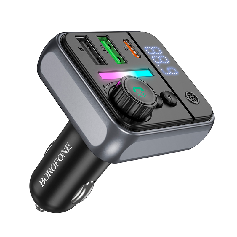Cargador Transmisor de Auto Borofone Bc50 Rgb 20w Qc 3.0 Negro