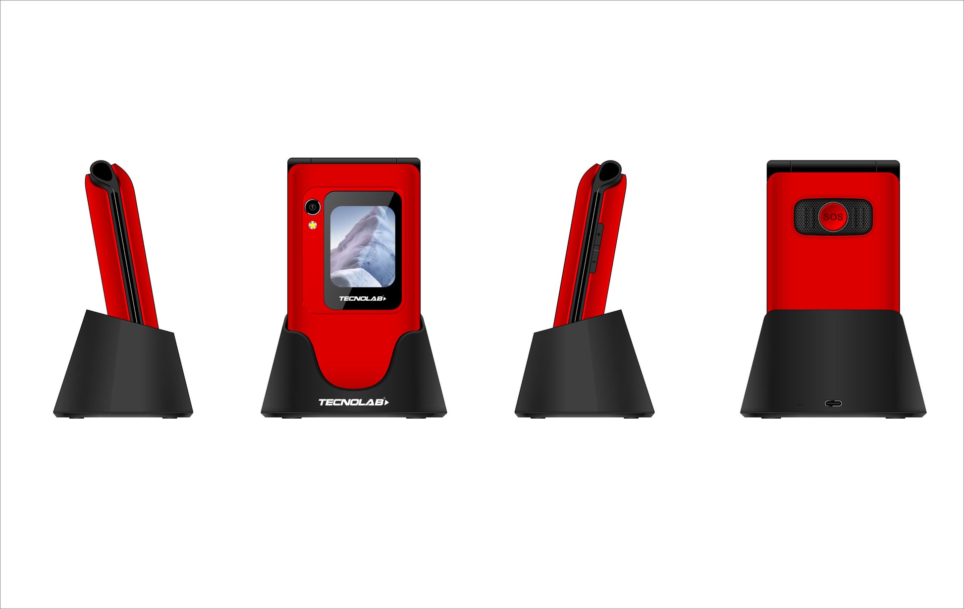 Teléfono Senior Tecnolab 4g Adulto Mayor Doble Pantalla Sos Rojo – imagen 3