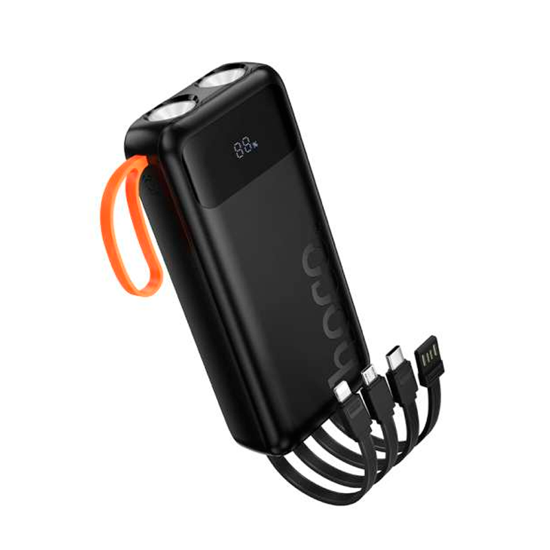 Powerbank Carga Rapida Hoco J151a Spirit 4 Cables 20000 Mah Negro