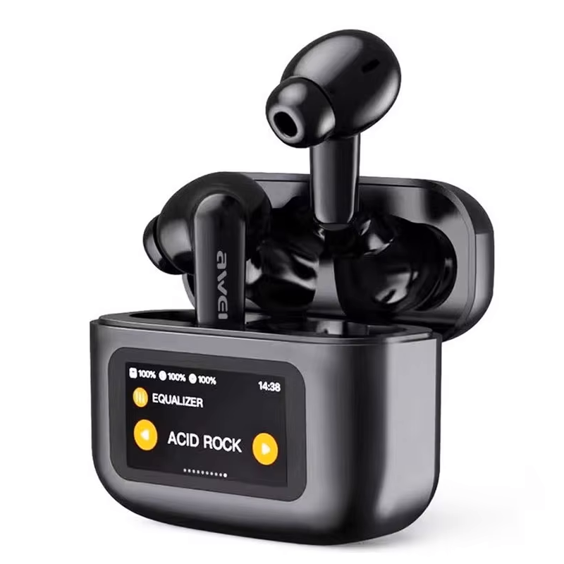 Audífonos Bluetooth Awei Tws Con Pantalla T56 Anc Negro