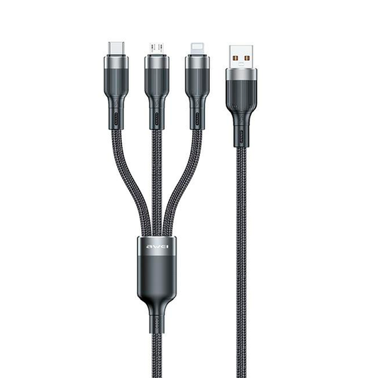 Cable Usb 3 en 1 Tipo C Awei 1,2 Metros Negro