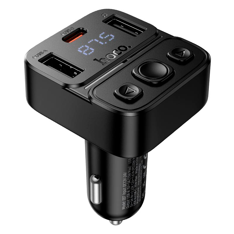 Cargador Transmisor de Auto Hoco E87 Delta 35w Negro