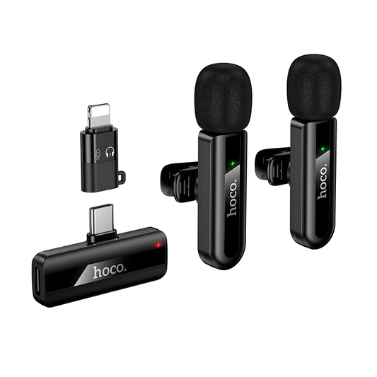 Microfono Externo Polarizado Dual Hoco L20a Para Lightning y Tipo C