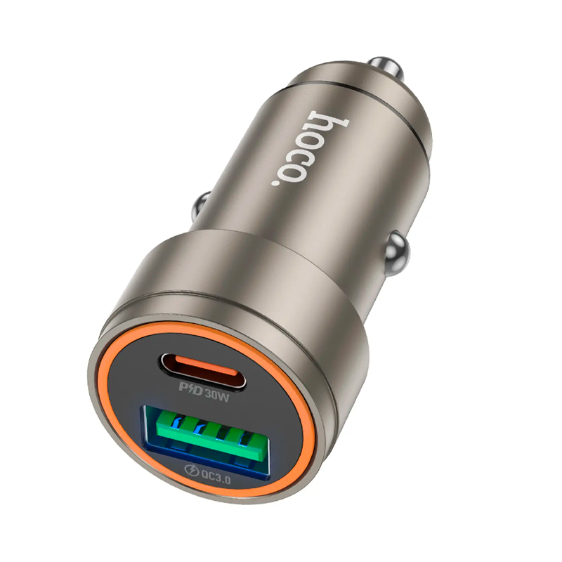 Cargador De Auto Dual Usb Tipo C Hoco Z57a 30w + Cable Para Lightning – imagen 3