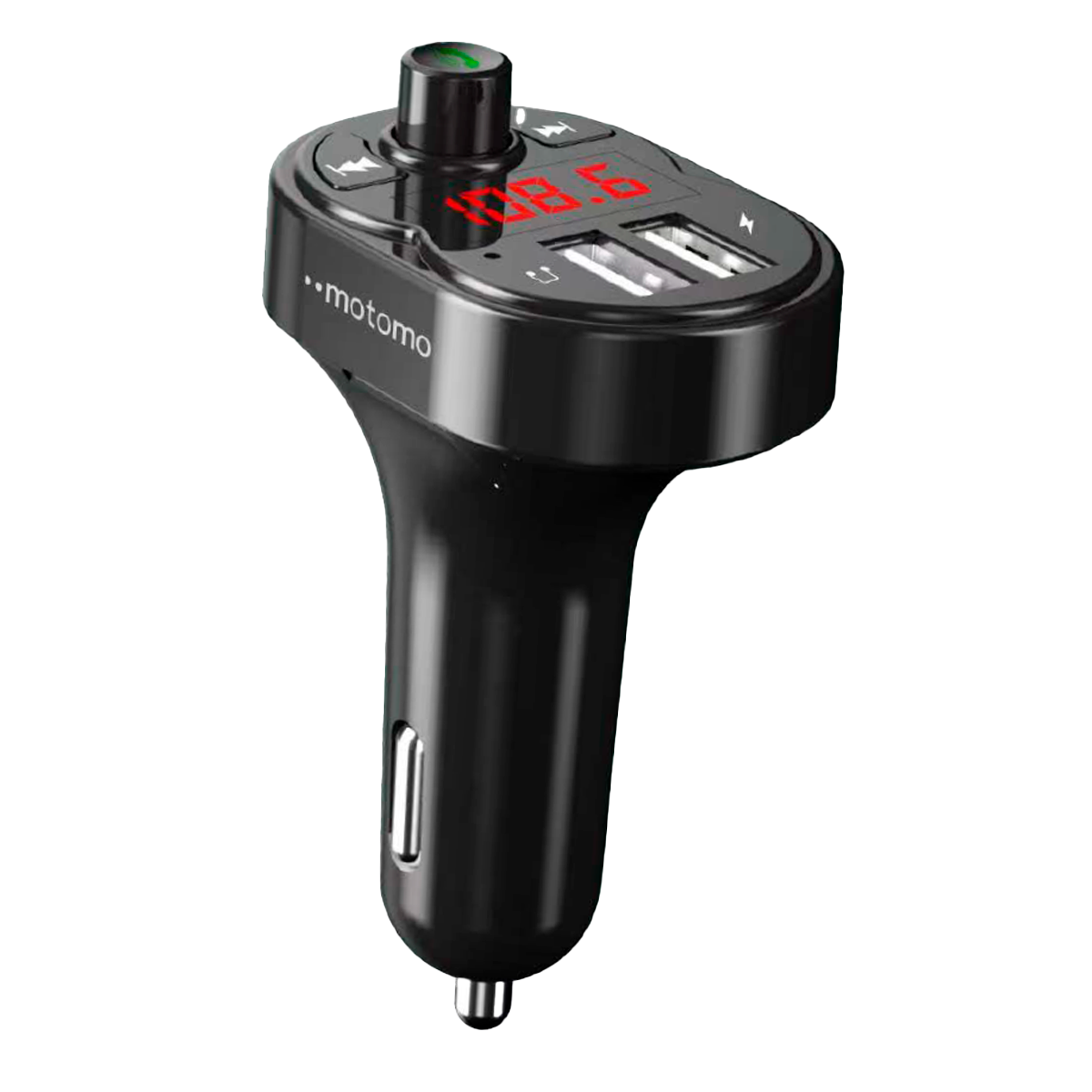 Cargador de Auto Motomo Mo02 3.1A Bluetooth Fm Negro