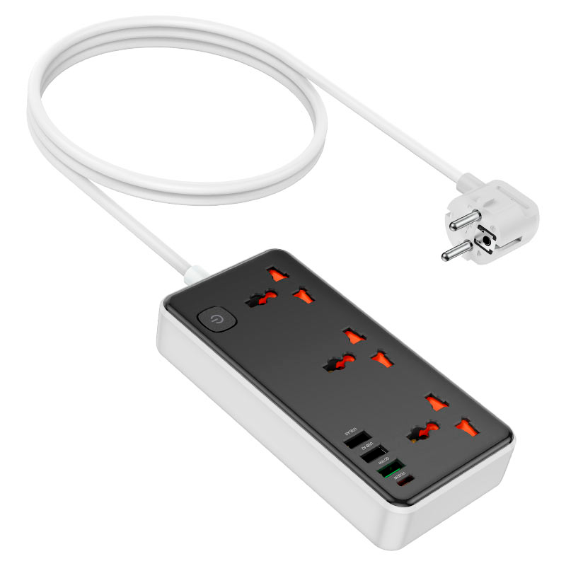 Alargador Multifuncional 1.5 Metros 5 Enchufes 3 Usb Blanco